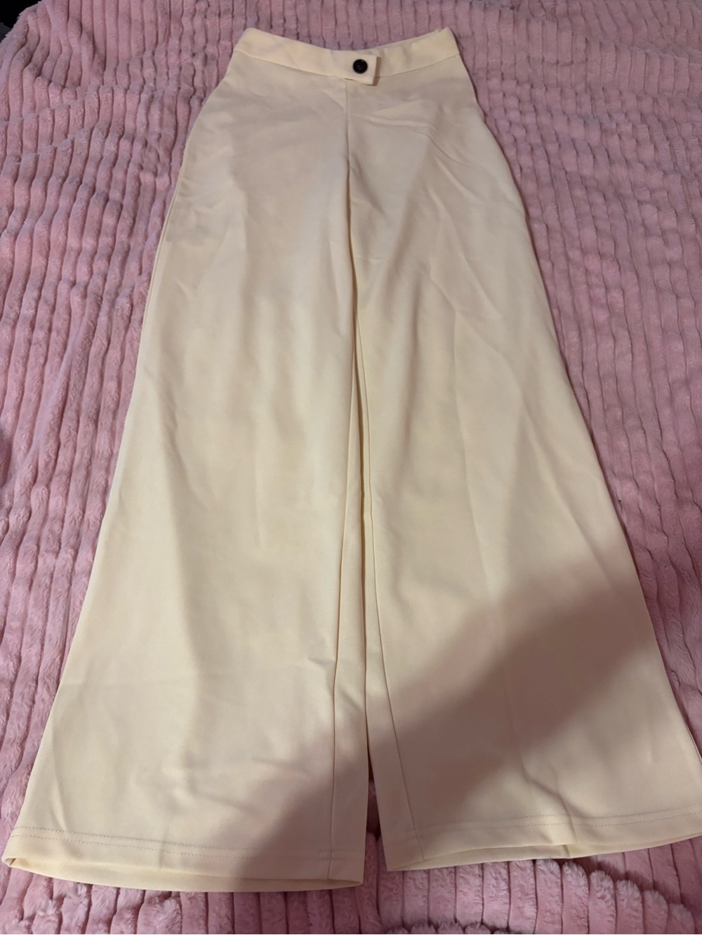SHEIN Cream Wide Leg High Waist Trousers